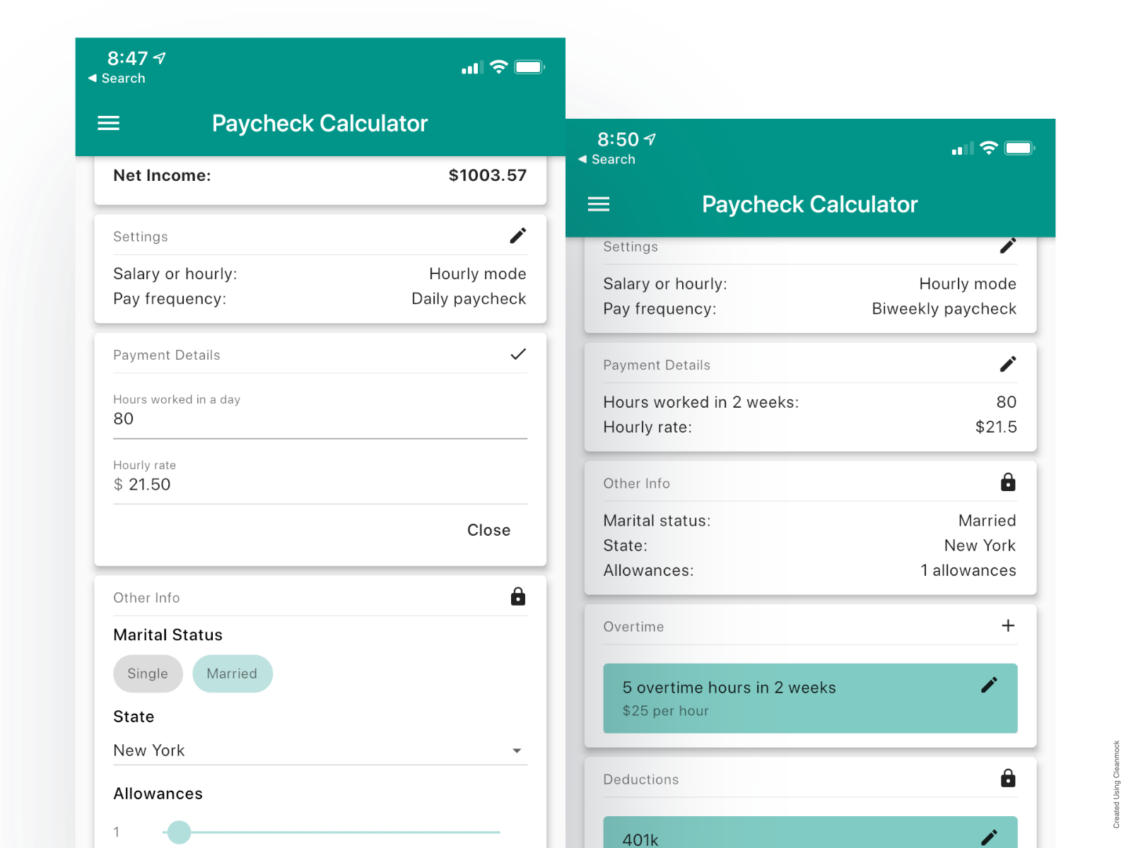 Paycheck calculator results showing take-home pay and budget planning